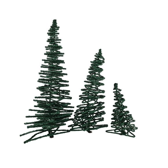 Department 56 Accessory Frosted Zig Zag Trees Set Of 3 Resin Snow Village 52507 - Picture 3 of 8